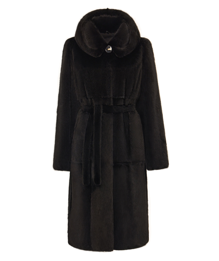 Французское пальто черное 110 см капюшон